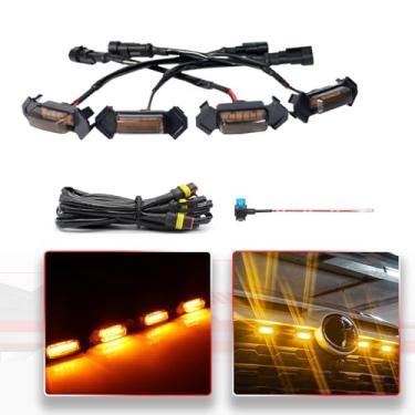 Imagem de MODIPIM Luz âmbar fumê 4 peças RAV4 LED para Toy-ota RAV4 2019 2020 2021 2022 grade OEM com kit de grade de chicote de fiação