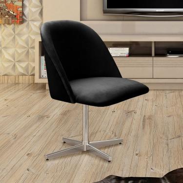 Imagem de Poltrona Decorativa Gaia Giratória Metal para Sala, Quarto, Recepção Preto