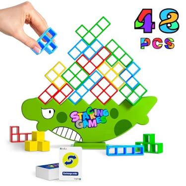 Imagem de Btolin 48pcs Stack Attack Game, Tetra Balance Tower Game for 2 Players+, Family Games for Kids & Adults, Team Parties Stacking Blocks Toy, Kids Gifts