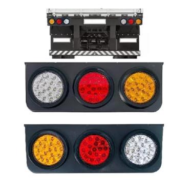 Imagem de Par Kit tres Lanternas redondas Led Caminhão Utilitarios 45CM Grande KLX Qualidade e Inovação