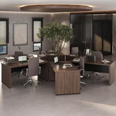 Imagem de Conjunto Executivo Tamburato 6 Mesas 1600 Charuto/Preto