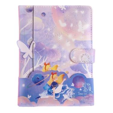 Imagem de Joucien Página de título tridimensional colorida Hot Stamping Hand Ledger PU Magnetic Buckle Hand Ledger Student Girl Cute Notebook-Space Time D