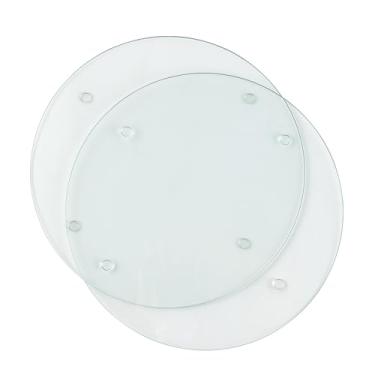 Imagem de Tábua de corte de vidro redonda de 29 x 2 peças para protetor de bancada de cozinha, tábuas de corte de vidro temperado, seguras para lava-louças, bandeja de bancada transparente, resistente a