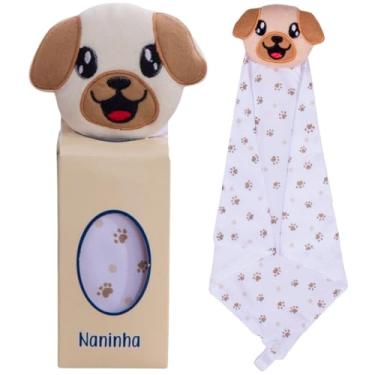 Imagem de Naninha para Bebê de bichinho de pelúcia com prendedor de chupeta (Cachorro Bege)