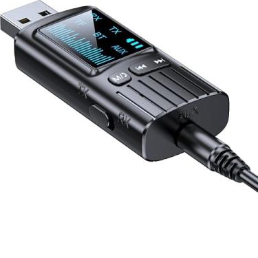 Imagem de Baixa latência bluetooth 5.4 transmissor receptor 2 em 1 adaptador de áudio sem fio para carro tv pc alto-falante fone de ouvido com 3.5mm aux jack