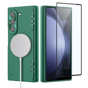 Imagem de Nillkin Capa magnética para Galaxy Z Fold 6 com proteção de dobradiça, protetor de tela integrado, compatível com Magsafe, capa protetora de celular de ajuste fino para Samsung Galaxy Z Fold 6, verde