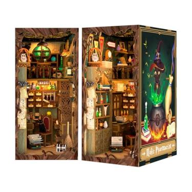 Imagem de FSOLIS DIY Book Nook Kit, DIY Miniatures Kit Booknook Magic Book Nooks with This 3D Wooden Puzzle Decorative Bookends Dollhouse Kit for Book Decor Book Nook Kits for Adults Magic PharmacistF