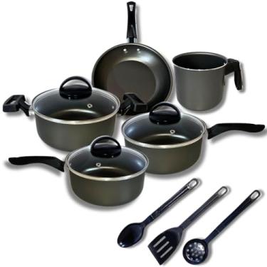 Imagem de Jogo De Panelas 8 Pçs Plus Antiaderente Com Tampa Vidro (Grafite Black)