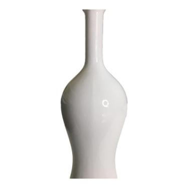 Imagem de Garrafa Vaso Decorativa Em Cerâmica Branco Brilho 30X10cm - Casa Helen