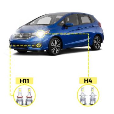 Imagem de Kit Ultra LED Honda Fit 2015/2011 20000 Lúmens 6500K H4 H11 - V10
