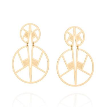 Imagem de Brincos banhado ouro 3x 24k 18k e 22k femininos grandes redondo romman
