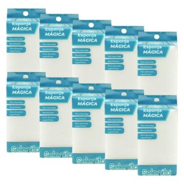Imagem de Kit com 10 Buchas Esponjas Mágica Branca Multiuso Limpeza - Selenita