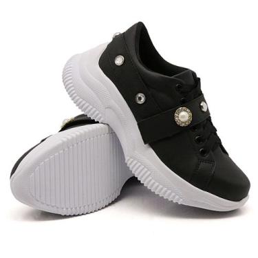 Imagem de Tênis Sneaker Chunky Moda Casual Feminino com Cadarço Sola Leve Confor