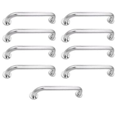 Imagem de Alça de Apoio 30cm Barra Inox Kit 9 Unidades Cadeirante Idoso Acessibi
