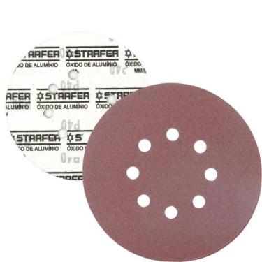 Imagem de Kit 50 Disco de Lixa Fecho Aderente Vermelho Pluma 8 Furos 180mm Grão 