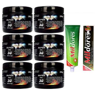 Imagem de Kit 6 Super Gel 30 Ervas 250G + 1 Pomada Mil Dores 100G - Mary Life