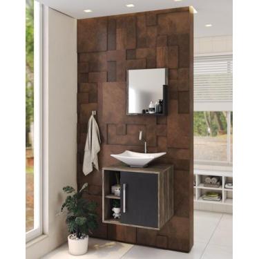 Imagem de Gabinete P/Banheiro C/cuba L38 e Espelheira Soft 50cm - Compace, Carva