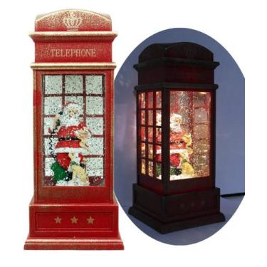 Imagem de Cabine Telefone Inglês Papai Noel Natal Dog Musical De 26cm - Genérico