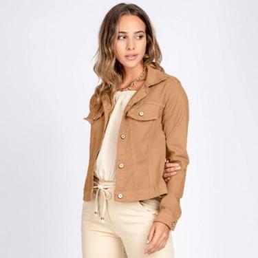 Imagem de Jaqueta Jeans tipo Moletom Clássica Várias Cores - Bloom, Caqui chique