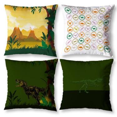 Imagem de Kit 4 Capas de Almofadas Cheias Infantil Digital 40cm Dino - Mercado B