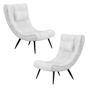 Imagem de Kit 2 Poltronas Decorativas Sala de Estar com Almofada e Pés Palito Lo