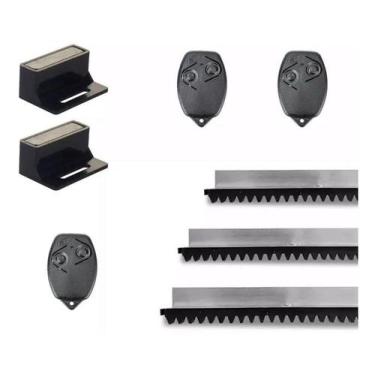 Imagem de kit 3mts Cremalheira Motor Portão + Par Imãs + 3 controle Rossi