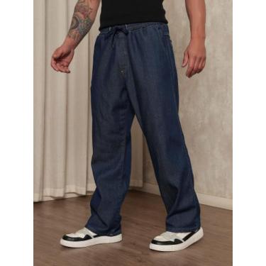 Imagem de Calça Jeans Masculino Balão Perna Larga - Volgue, Jeans escuro, GG