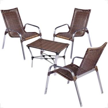 Imagem de Conjunto 3 Cadeiras e Mesa de Centro Alumínio Para Área Externa Fortal