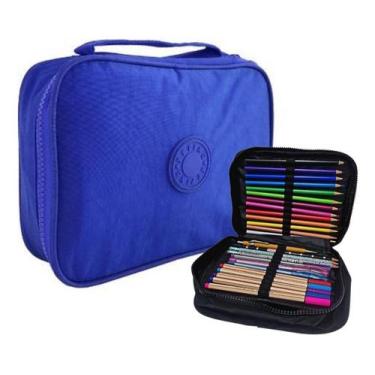 Imagem de Estojo Organizador Escolar Grande Juvenil Moda - RioHome, Azul Caneta