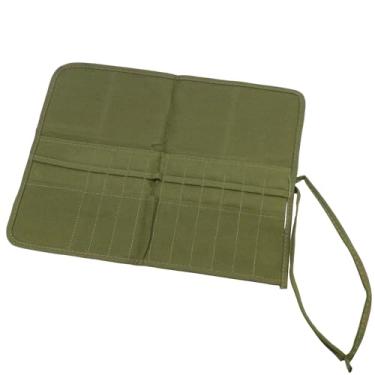 Imagem de Pufguy Bolsa de enrolar para pincel de pintura de lona verde, 22 compartimentos, 42 cm C x 31 cm L