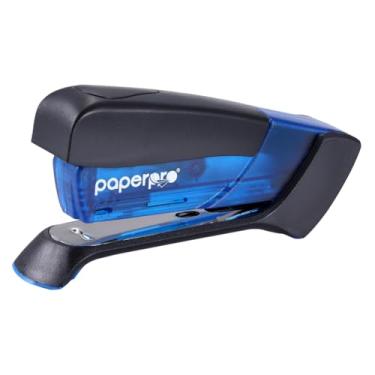 Imagem de PaperPro Grampeador de mesa clássico compacto, capacidade para 15 folhas, sem esforço, um dedo, grampeamento 80% mais fácil, azul