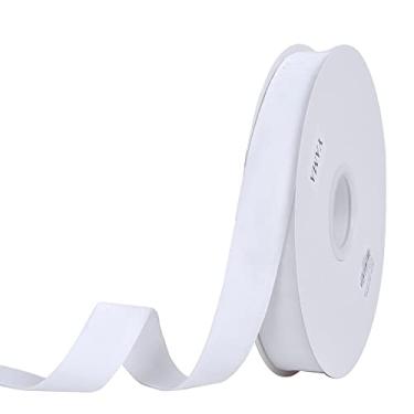 Imagem de YAMA Fita de veludo de 2,5 cm de largura, fita de veludo de 15 metros, fita de face única para gargantilha, acessórios de cabelo, grinaldas, buquês, embrulho de presente, artesanato DIY, branca