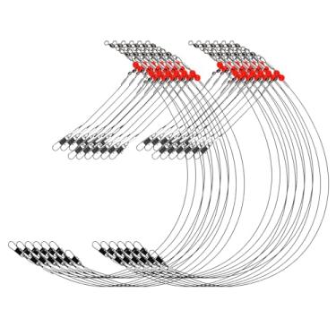 Imagem de AIRKOUL 12/24 peças Mono Leader Rigs - Pesca de surf alta baixa, encaixes, giros, contas, 1/2 braço para isca, isca, anzol, sal/água doce (leader-STBK01-1armX24)