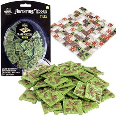 Imagem de Monster Adventure Terrain Pacote com 50 peças de azulejos de pinha de grama - Conjunto de azulejos de 2,5 x 2,5 cm pintado à mão - Cria um incrível terreno de mesa em minutos - Personalize suas