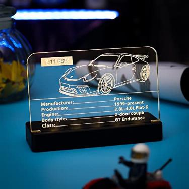 Imagem de Kyglaring Glowing Clear Acrylic Name Plate with Power Base Designed for Lego Technic Porsche 911 RSR 42096 Race Car Building Set Sign Display