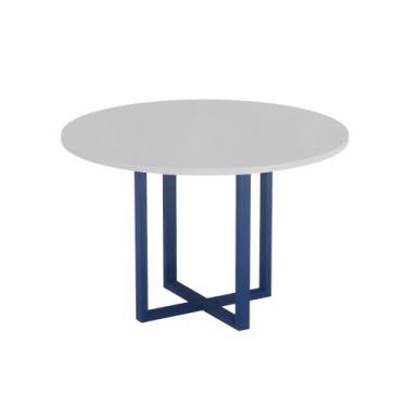 Imagem de Mesa de Reunião Redonda Tubular P25 Pandin 1,10 M Cinza e Azul Del Rey