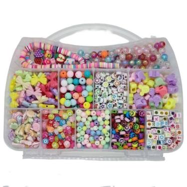 Imagem de Kit miçanga Infantil Para Montar Pulseira Colar aprox 1800pç - Comerci