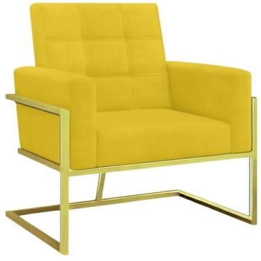 Imagem de 1 Poltrona Base de Ferro Dourado Cadeira para Sala de Espera Recepção 