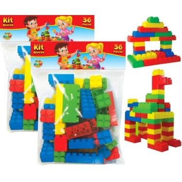 Imagem de Kit 72 Peças Blocos Monta Monta Brinquedo Infantil Educativo - GGB Bri