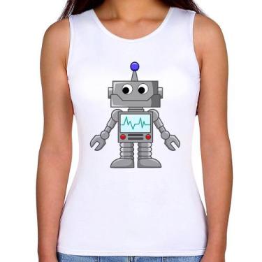Imagem de Regata Feminina Robozinho - Foca na Moda, Branco, GGG