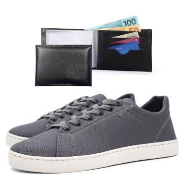 Imagem de Sapatenis Tenis Masculino Casual + Carteira Macio Leve Confortavel Est