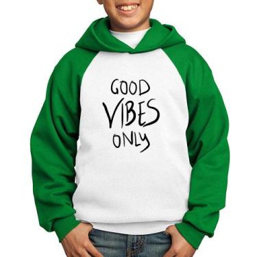 Imagem de Moletom Infantil Good Vibes Only - Foca na Moda, Branco, Verde, 6