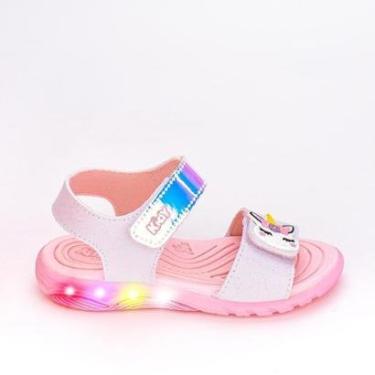Imagem de Sandália Infantil Led Kidy Unicórnio Holográfico Rosa-Feminino