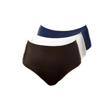 Imagem de Kit com 3 Calcinhas Alta Chanson Demillus 57850, Azul marinho, EG