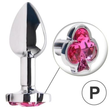 Imagem de Plug anal de Metal Cromado Com Pedra Naipe de Paus Tamanho P - Aphrodi