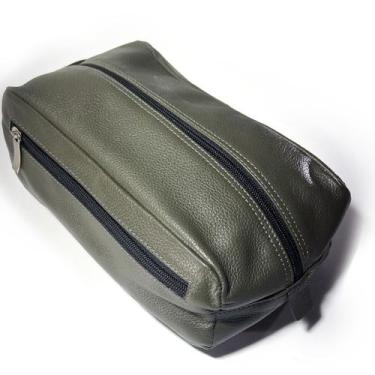 Imagem de Necessaire Couro 176-R Personalizada Raffai Couros, Verde oliva