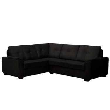 Imagem de Sofá de Canto Mustang 5 Lugares Veludo Preto 204x250cm Megasul