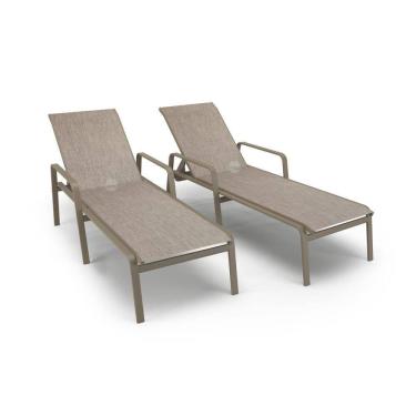 Imagem de Kit 2 Espreguiçadeiras Piscina Alumínio Fendi Tela Mocca