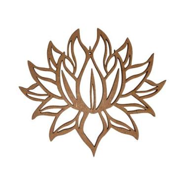 Imagem de Aplique Flor de Lotus 11,5x10 Kit 10un Mdf Cru Madeira - ATACADÃO DO A