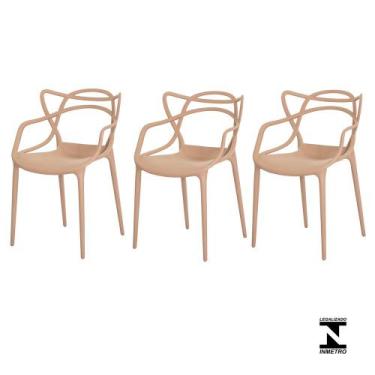 Imagem de Kit 3 Cadeiras Allegra Nude Sala Cozinha Jantar - Waw Design